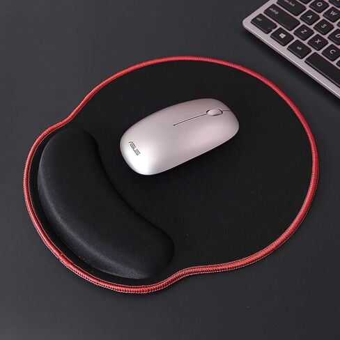 Meffort Inc Mouse Pad with Wrist Rest Support & Stitched Edges, Durable Ergonomic Gaming Mousepad - Black with Red Edges in Saudi Arabia