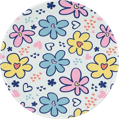 Blue Floral Round Mouse Pad Small Gaming Mousepad Desk Mat Stitched Edges 8 X 8 Inch for Home Office in Saudi Arabia