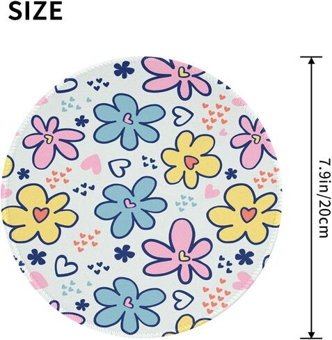 Blue Floral Round Mouse Pad Small Gaming Mousepad Desk Mat Stitched Edges 8 X 8 Inch for Home Office in Saudi Arabia
