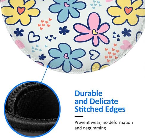 Blue Floral Round Mouse Pad Small Gaming Mousepad Desk Mat Stitched Edges 8 X 8 Inch for Home Office in Saudi Arabia
