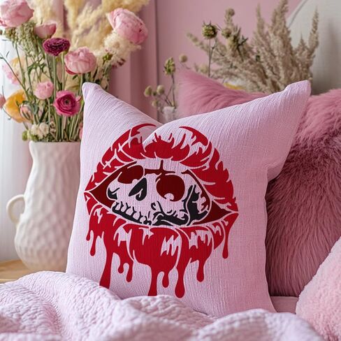 MAYJOYDIY 4 Pcs Lip Stencils Lip Skulls Stencil with Paint Brush 7.8-11.8 inch Halloween Vampires Reusable Cherry Lips Templates for Craft on Window Wood Wall Home Decor in Kuwait