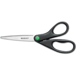 Westcott 41418 KleenEarth Recycled Stainless Steel Scissors, 8-Inch Straight, Black