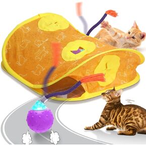 CAT Toys Cat Electric Cat Ball في فتحات الفئران ، Pop n Play Toys مع نفق Cat Play القابل للطي