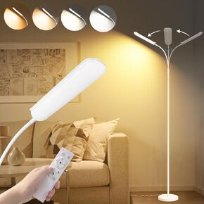 Floor Lamp, 18W 1800LM Super Bright LED Floor Lamp with Remote & Works with Smart Plug, Dimmable Timing Eye Caring Reading Lamps Floor Standing for Living Room Bedroom Office