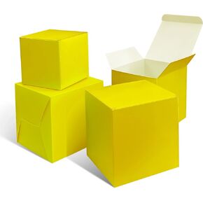 XAGLVV 25 PCS Yellow paper Gift Boxes， 3x3x3 inch Gift Box with Lids，Gift Wrapping Box Party Favor Box Goodies Treat Boxes Candy Box, for Wedding Birthday Party Christmas