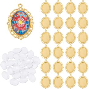 PH PandaHall Bezel Pendant Kit, 304 Stainless Steel Pendant Set