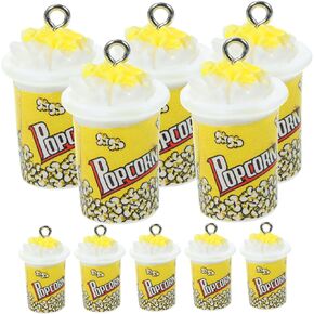 10pcs Popcorn Pendant Charms for Necklace Making Popcorn Charms DIY Jewelry Accessories Popcorn Jewelry Pendants Popcorn Shaped Charms for Crafts Earring Charms Resin DIY Pendant