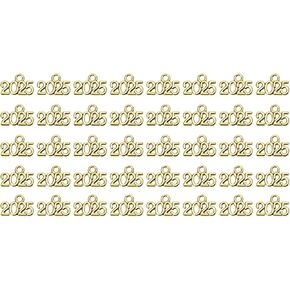 Shapenty Mini 2025 Charms Metal Year Signet 2025 DIY Pendant Charm Accessory Bulk for Bracelet Necklace Earring Keychain Craft Jewelry Making Christmas Graduation Party Decor, 40PCS