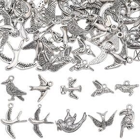 SUNNYCLUE 80Pcs Bird Charm Silver Hummingbird Charms Bulk Tibetan Style Alloy Vintage Animal Mini Birds Charm for Jewelry Making Charms Supplies DIY Necklaces Bracelets Earrings Keychain Craft Adults