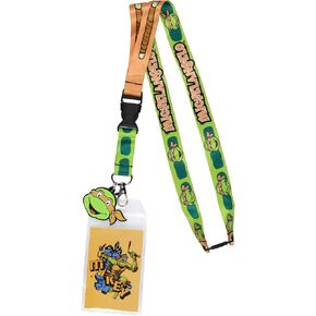 Teenage Mutant Ninja Turtles Character Design ID Badge Holder Lanyard with 2" Rubber Charm, Michelangelo