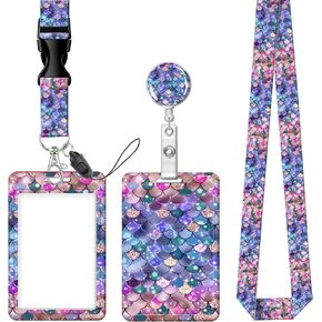 Badge Reels Retractable with Carabiner Reel Clip, ID Name Tag Work Badge Holder Belt Ferrule, Identity ID Badge Holder Cover Case for Office Work Nurse Teacher Student Gifts(Cute Colorful Cats)