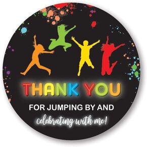 2" Round Trampoline Bounce Jump Birthday Party Favor Stickers - Set of 40
