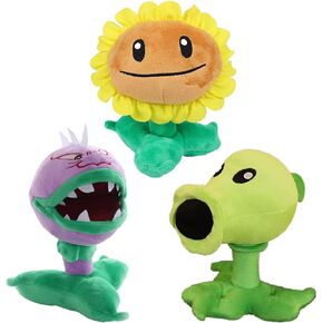 JHESAO 3 PCS PVZ Plush Zombies Plants Sets Toy Peashooter, 1 2 Stuffed Soft Chomper Doll, Sunflower PVZ Figure Doll New