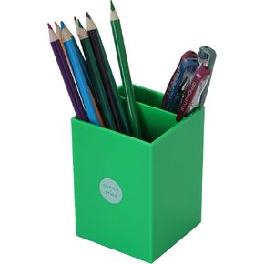 Office + Style Square Pen Pencil Ruler Holder Cup Desktop Stationery Organizer, 2 Compartment, Green in Saudi Arabia