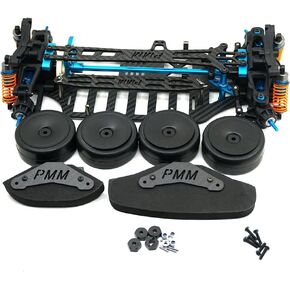 عمود الألياف البلاستيكية والكربون محرك 4WD هيكل RC Touring Car Frame Kit مع 4 عجلات من امتصاصات الصدمات لـ Tamiya TT01E