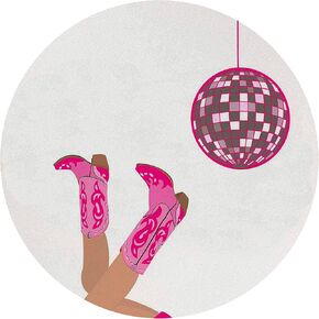 QUICQOD Pink Preppy Cowgirl Mouse Pad,Western Boot Disco Ball Mousepad for Home Office Dorm Desk Decor,Gifts for Cowgirl Teen Girls 8.7 x 8.7 Inches
