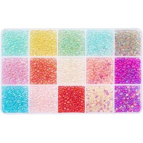 OLYCRAFT 130g 10 Colors 1~3mm Colorful Resin Bubble Beads No Hole Micro Glass Bubble Beads Iridescent Water Droplets Bubble Beads Tiny Glass Beads Tiny Beads for Resin Molds Fillers Jewelry