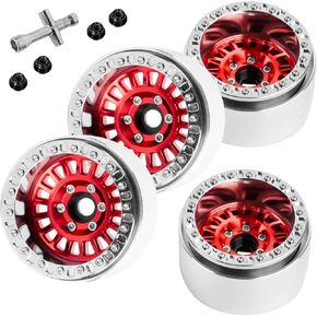 RC Aluminum 1.9 Beadlock Wheel Rims Heavy Duty for 1/10 SCX10 90046 AX103007 SCX10 II SCX10 III TRX4 TRX6 Gen7 8 D90 VS4-10 MST CFX.Wheel Rim 1.9inch Beadlock Wheel Hub Rim,Titanium（4pcs）