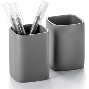 Pen Holder, 2 Pack Pencil Holder for Desk ,Ceramic Pencil Cup Desk Organizer, Makeup Brush Holder Cute, Stationery Holder Desk Accessories for Office, School, Home (Matte white)