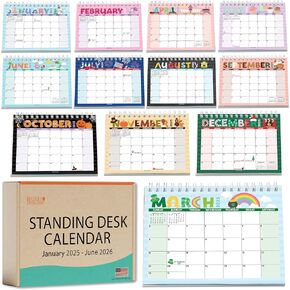 Hadley Designs Small Desk Calendar 2025 – Compact 6x8" Standing Flip, 2025 Desk Calendar Small for Home, Office, or Classroom, Runs from January 2025 to June 2026 (Doodle)