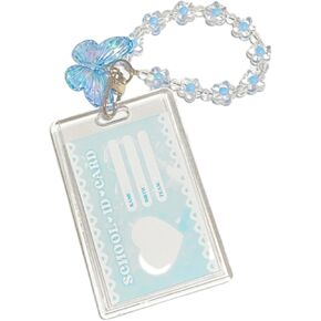 Kpop Photocard Holder Keychain, Cute Acrylic Butterfly Photo Card Holder for Kpop Album Card (No Photocard) (Pink)