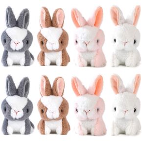 Alodidae 8 Pcs Small Plush Bunny Stuffed Animal 5 Inch Fluffy Rabbit Keychain Hanging Pendant for Backpacks Cute Easter Gifts Mini Bunnies Decor Birthday Party Favors