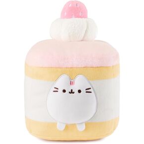 GUND Pusheen Strawberry Sponge Cake Plush, Squishy Toy, Collectible Plush Toy, Dessert Plush, Cat Stuffed Animal for Ages 8 and Up, Pink, 6"