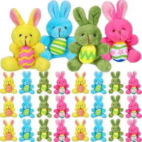 Wettarn 36 Pieces 4 Inch Easter Mini Bunny Plush Bunnies Stuffed Bulk Rabbit Stuffed Easter Stuffed Toys Bunny Party Favors Bunny Animals for Easter Eggs Filler, Easter Baskets Filler, Assorted Colors