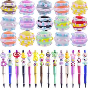 Hand Painted Donut Beads 18pcs - DIY Acrylic Beads for Pens, Jewelry, Bracelets, Keychains, Phone Lanyards & Earrings
