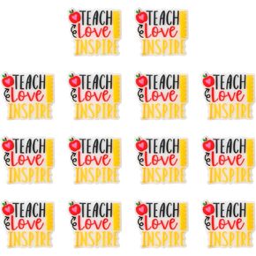 14PCS Teach Love Inspire Silicone Beads, Silicone Focal Beads for Pens Bulk Silicone Spacer Beads for DIY Craft Garland Keychain Lanyard Necklace Bracelet Jewelry Making Accessories Handmade Crafts