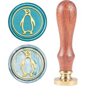 CRASPIRE Penguin Wax Seal Stamp Animal Vintage Sealing Wax Stamps Retro 25mm Removable Brass Head Sealing Stamp with Wooden Handle for Wedding Invitations Envelopes Wrap