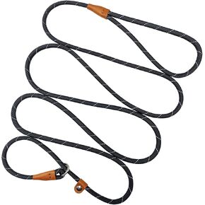 Slip Lead Pet Training Leash, Reflective No Pull Choke Lead, 1/4 in x 7 ft Slip Leash for Small Medium Breeds, Purple