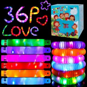 36 Pack Glow Sticks Party Favors, Sensory Toys Fidget Fubes, LED Glow Necklaces Bracelets Birthday Goodie Bag Stuffers, Classroom Prizes Gifts for Boys Girls Toddlers, Halloween Easter Gift