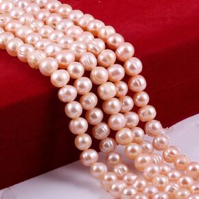 Natural Pearl Beads Cultured Freshwater Round Punch Pearl Loose Beads for Jewelry Making DIY Necklace Bracelet 7-8mm White