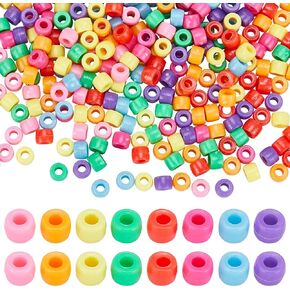 SUNNYCLUE 1000Pcs Pony Beads Bulk Pink Plastic Pony Beads 6x9mm Opaque Transparent Pink Clear Pony Craft Bead Smooth Frosted Pony Beads for Jewelry Making Beading Kits DIY Friendship Bracelets Crafts