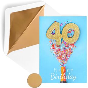 GIFTING GIGGLES 40th Birthday Card - Men or Women - 3D Pop Up 40 year old card | Happy Fortieth Bday, forty | Comes with Envelope and seal