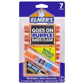 Elmer’s Disappearing Purple Glue Sticks with Bonus Re-Stick Glue Stick, 6 + 1 Pack