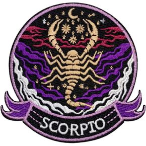 Constellation Scorpio Patch – 3.35 inches, Cool Colorful Scorpio Zodiac Patch – Embroidered Zodiac Iron On Patches for Backpacks