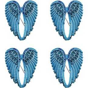 Create idea 4PCS Angel Wing Pin Brooch Rhinestone Bling Stylish Decoration Lapel Pin Badges Pendants Jewelry Accessory for Sweater Coat Scarf Backpacks Blue