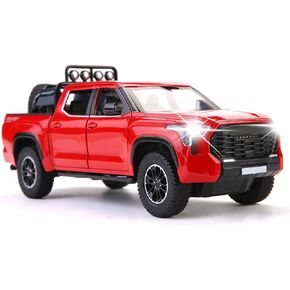 Tundra Truck Toys for 3 4 5 6 7 Year Old Boys Off-Road Pickup Toy Trucks for Boys Age 3-5 Diecast Metal Trucks with Light and Sound Pull Back Toy Cars Birthday Gift for Kids (Red)