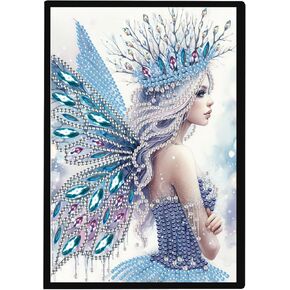 JISHSHAY A5 Diamond Painting Notebook Fairy Elf Diamond Art Sketch Book with Leather Cover Special Shaped Rhinestone Diamond Art Kits for Adults Drawing Pad Office Supplies School Supplies