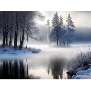 DIY 5D Diamond Painting by Numbers Diamond Art Kits, Layer of Mist in Forest Diamond Painting Kits for Adults, Full Embroidery Cross Stitch Paintings Arts Wall Decor Painting Kits, 30x40cm, 12x16inch