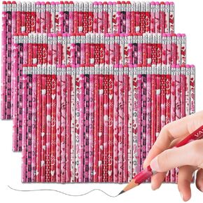 72Pcs Pencils Bulk, Wood Pink Pencils with Erasers for Party Favors Gifts Classroom Rewards, 12 Styles