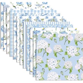 24 Sheets Light Blue Hydrangea Pattern Paper 12" x 12" Light Blue Hydrangea Scrapbook Paper Pad Double-Sided Blue Floral Patterned Decorative Craft Paper Blue Floral Scrapbook Paper Hydrangea Flowers