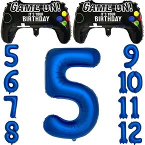 Navy Blue Video Game Party Supplies Boys 10th Birthday Party Decorations- 2 Packs Game On Balloons with Dark Blue Number 10 Balloon