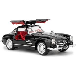 1955 Mercedes-Benz 300sl Vintage Car Model, 1/32 Toy Car with Sound and Light Function, Children's Toy Model Car with PullBack Function, Collector's Quality Model Car, Gift for Children (silver)