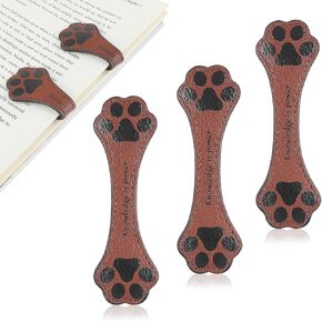 Giantree Leather Magnetic Bookmarks, 3PCS Personalized Vintage Leather Bookmarks Cute Cat Paw Shape Magnetic Book Mark Clip Leather Page Markup Clip for Men Women Book Lover Writer Readers