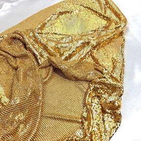 Craft Material Metal Sequin Mesh Fabric Cuttable for Clothing Bag Making Party Shoes Decorations (Gold Sequins)