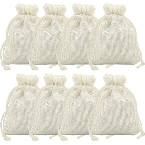 ZISUEX 50PCS Burlap Bags with Drawstring,2.7 x 3.5 Inch Linen Bags Burlap Gift Bags with Drawstring for Christmas Wedding Party and DIY Craft Candy Packing (Beige, 2.7 x 3.5 Inch-7 x 9 CM)