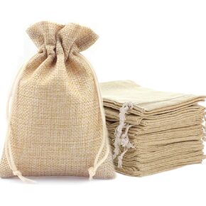 ZISUEX 50PCS Burlap Bags with Drawstring,2.7 x 3.5 Inch Linen Bags Burlap Gift Bags with Drawstring for Christmas Wedding Party and DIY Craft Candy Packing (Beige, 2.7 x 3.5 Inch-7 x 9 CM) in Kuwait